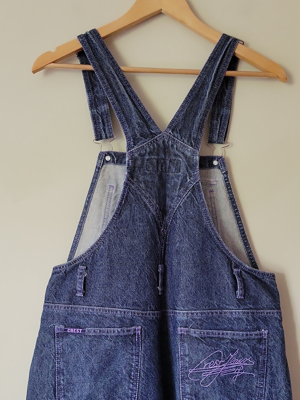 Vintage Y2K Streetwear Women's Purple Contrast Stitch Utility Overalls M-L - Picture 6 of 9